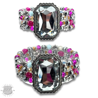 Large rhinestone and bead bracelet