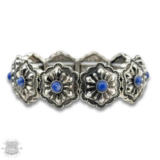 Western stamped denim stone concho bracelet