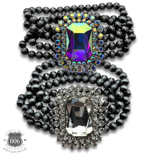 Rhinestone rectangle beaded bracelet