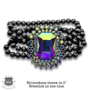 Rhinestone rectangle beaded bracelet