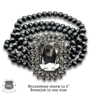 Rhinestone rectangle beaded bracelet