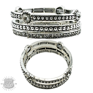 Three piece silver and rhinestone bracelet set
