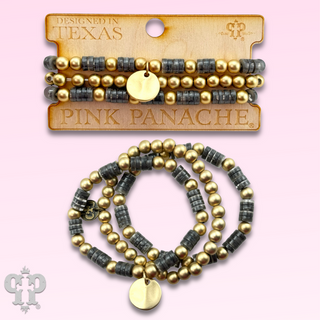 Gold and gray disc bead bracelet