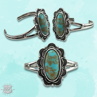 Western style oval stone cuff bracelet