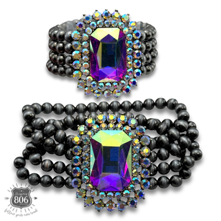 Rhinestone rectangle beaded bracelet