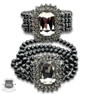 Rhinestone rectangle beaded bracelet