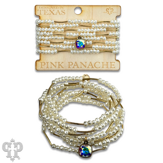 Crystal and tube bead bracelet set, Austrian crystal