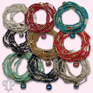 Crystal and tube bead bracelet set, European crystal - LC