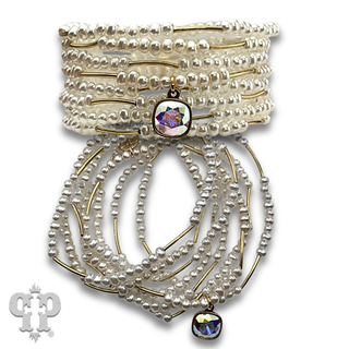 Crystal and tube bead bracelet set, Austrian crystal - LC