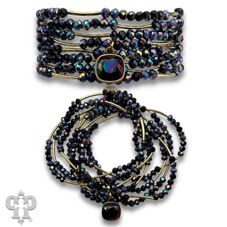 Crystal and tube bead bracelet set, European crystal - LC