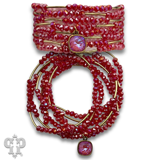Crystal and tube bead bracelet set, European crystal - LC