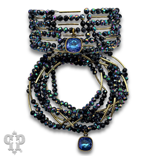 Crystal and tube bead bracelet set, European crystal - LC