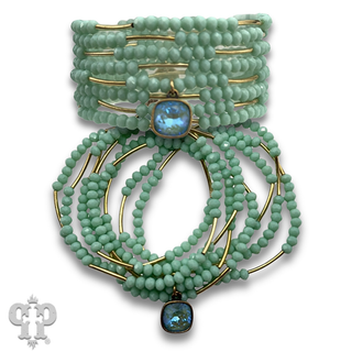 Crystal and tube bead bracelet set, European crystal - LC