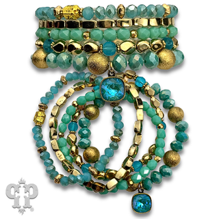 Five strand variety bead bracelet with a crystal from Swarovski®- LC