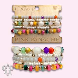 Five strand multi-color bead bracelet set - LC