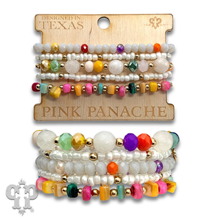 Five strand multi-color bead bracelet set - LC