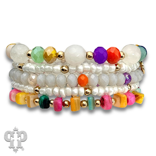 Five strand multi-color bead bracelet set - LC