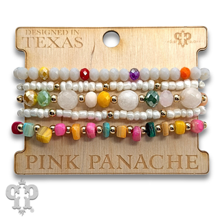 Five strand multi-color bead bracelet set - LC