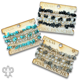 Stone chip bead bracelet set