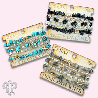 Stone chip bead bracelet set