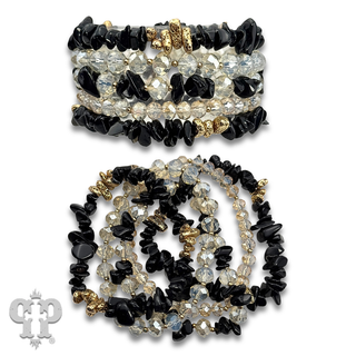 Stone chip bead bracelet set
