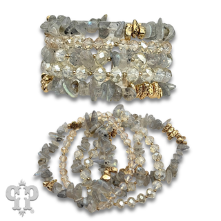 Stone chip bead bracelet set