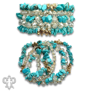 Stone chip bead bracelet set
