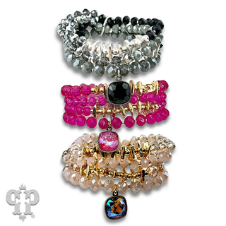 Crystal mixed bead bracelet with a crystal from Swarovski®