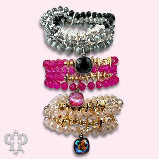 Crystal mixed bead bracelet with a crystal from Swarovski®