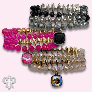 Crystal mixed bead bracelet with a crystal from Swarovski®