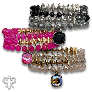 Crystal mixed bead bracelet with a crystal from Swarovski®