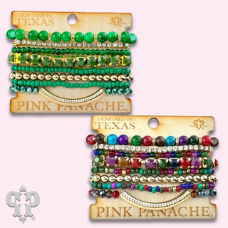 Rhinestone and beaded stands stretch bracelet