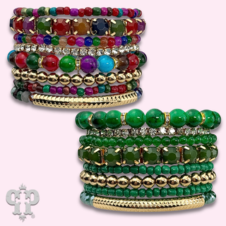 Rhinestone and beaded stands stretch bracelet
