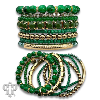 Rhinestone and beaded stands stretch bracelet