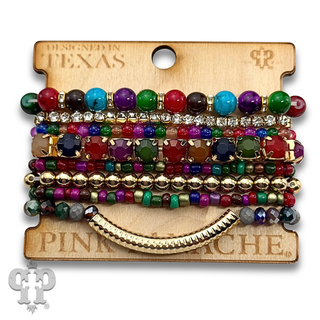 Rhinestone and beaded stands stretch bracelet