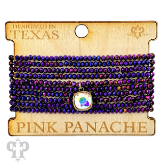 Faceted small bead bracelet set with Austrian crystal