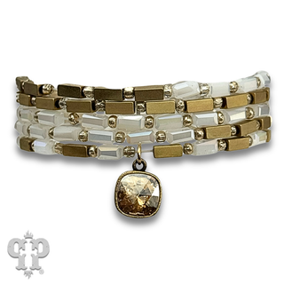 Vintage look glass bead bracelet with crystal from Swarovski®