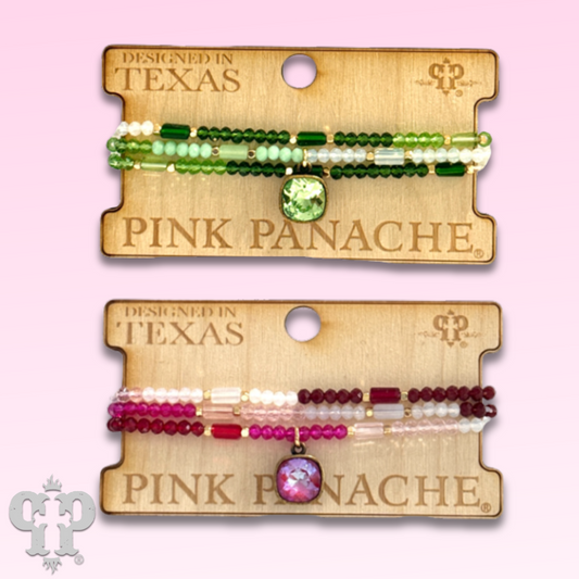 Mixed bead three strand bracelet with Austrian crystal
