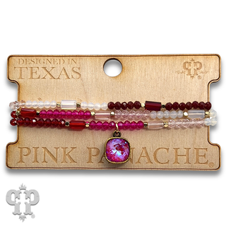 Mixed bead three strand bracelet with Austrian crystal