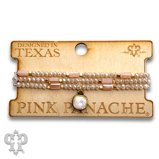 Mixed bead three strand bracelet with Austrian crystal