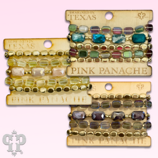 Color mix and gold bead bracelet stack