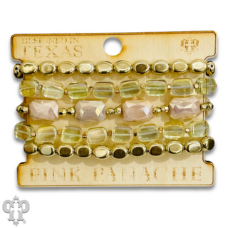 Color mix and gold bead bracelet stack