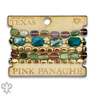 Color mix and gold bead bracelet stack