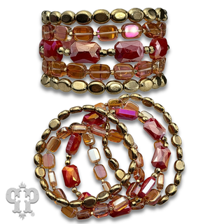 Color mix and gold bead bracelet stack - LC