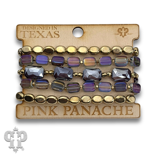 Color mix and gold bead bracelet stack - LC