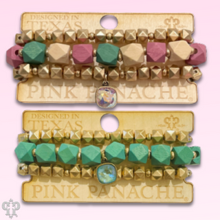 Color and gold bead bracelet set with Austrian crystal
