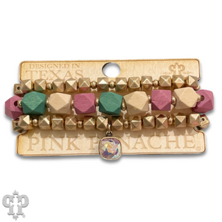 Color and gold bead bracelet set with Austrian crystal