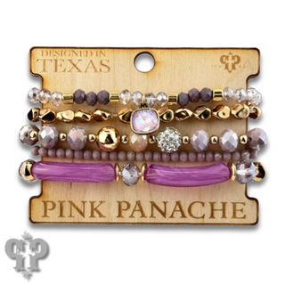 Chunky variety bead bracelet set with Austrian crystal charm