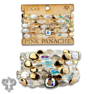 Glass and acrylic bracelet set with Austrian crystal charm