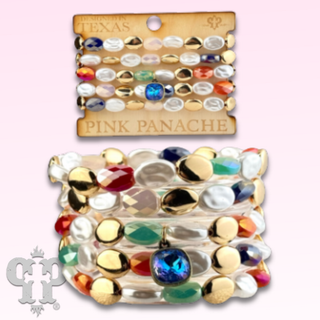 Glass and acrylic bracelet set with Austrian crystal charm